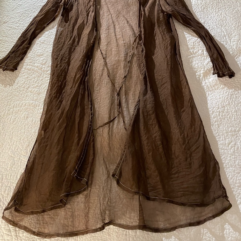 COPY - Brown silk duster, transparent , medium, hand made by designer “Homefroc… - Picture 7 of 8